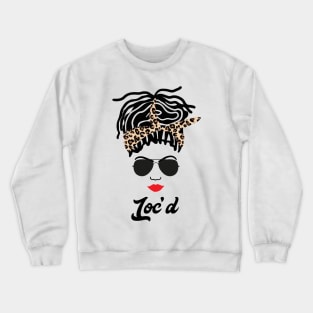 Loc'd Black Woman Leopard Print Bandana Crewneck Sweatshirt